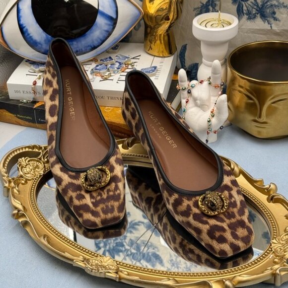 🆕 KURT GEIGER LONDON 🧿 NWOB Chelsea Leopard Print Ballet Flat, Sz 37 US 7 - Picture 4 of 16